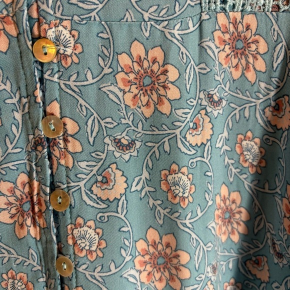 CAROLINE MORGAN Sz 16 Maxi Dress Buttons All Through Floral Ruffle Hem Hi Low - Picture 3 of 11